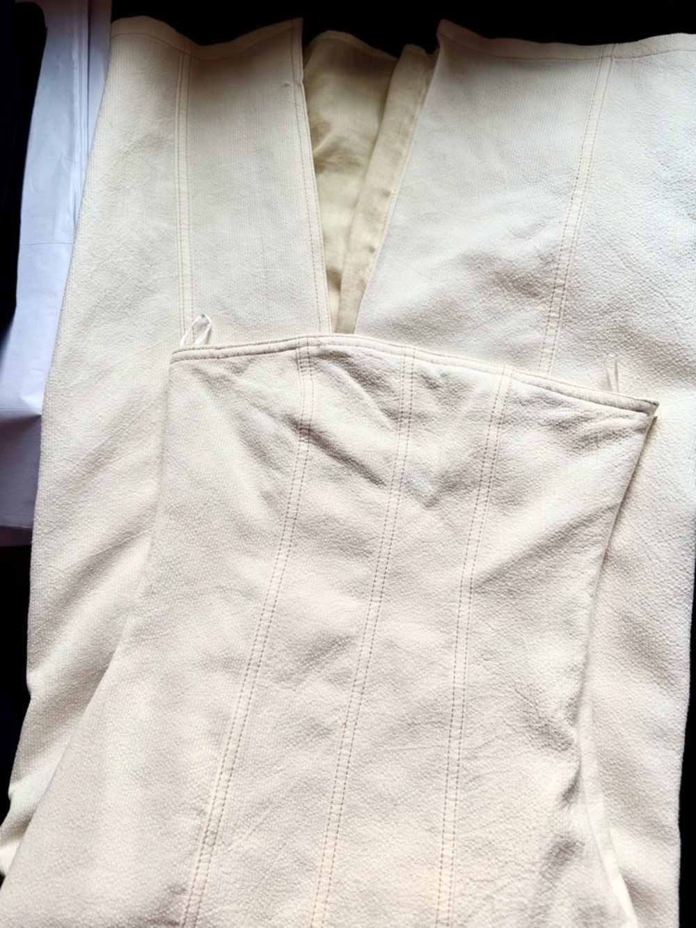 Zara Linen Blend Strapless Midi Dress Cream Ivory Minimalist XS - Picture 5 of 6